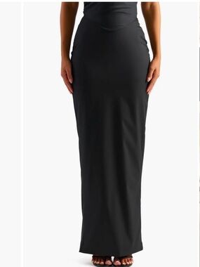Naked Wardrobe Classic Black Maxi Skirt with slit xs